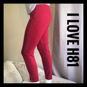 I Love H81 Red Skinny Stretchy Capris Back zipper